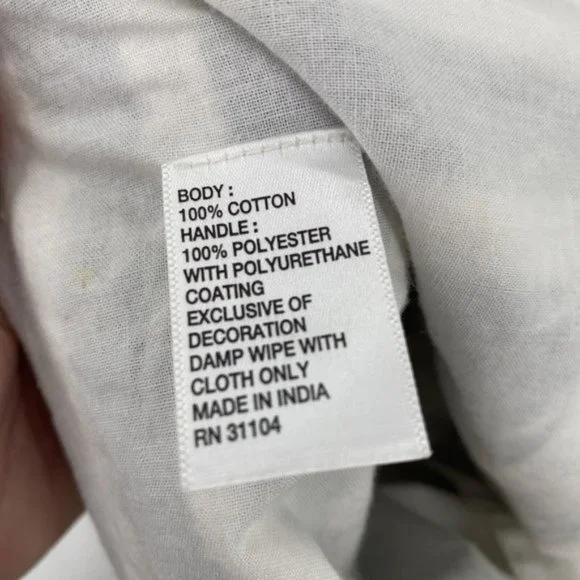 Crown & Ivy Women's Tote Bag Blue Ivory 100% Cotton Shopping Gym Beach - Picture 8 of 12